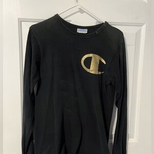 Champion Long Sleeve Black Gold Logo